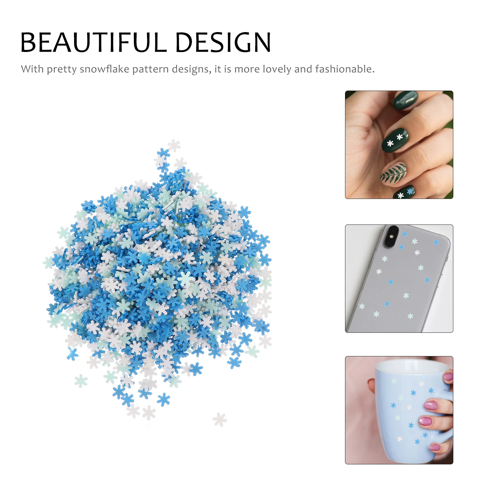 

100g Snowflake Nail Art Pieces DIY Manicure Accessories Lightweight Portable Safe for Unique Nail Decoration Gift Idea