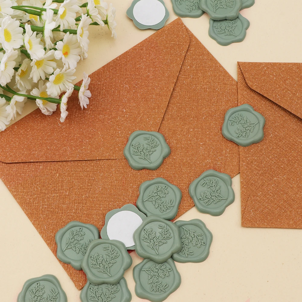 25pcs Wax Seal Stickers Olive Branches Pattern Self-Adhesive Stickers for DIY Wedding Invitation Envelope Decor Gifts Card