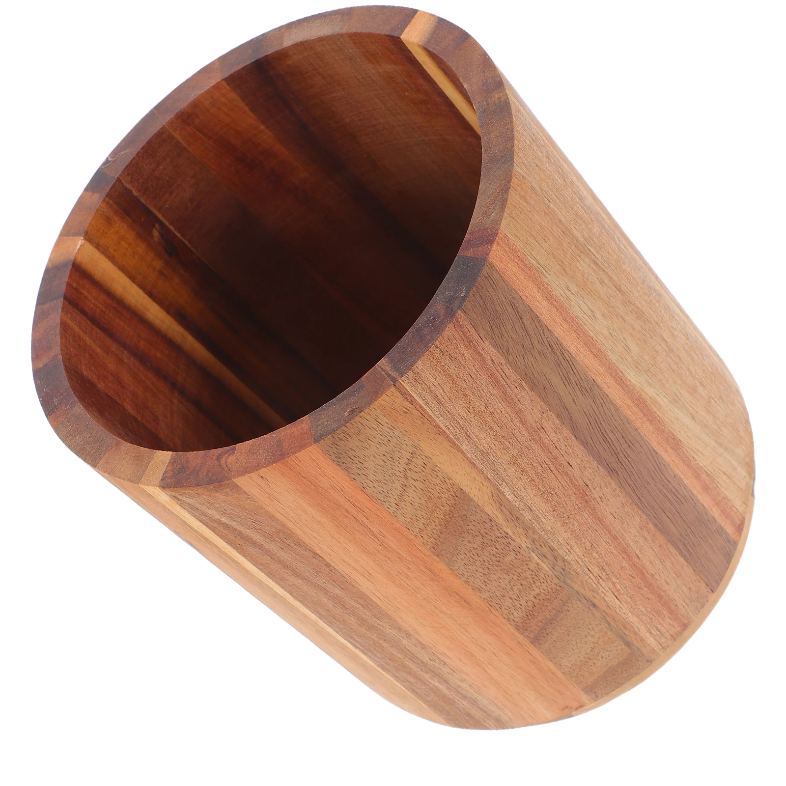 

Large Capacity Kitchen Tableware Storage Rack 6.5 Inch Round Rotating Wooden Base Utensil Holder Chopstick Fork Spoon Organizer