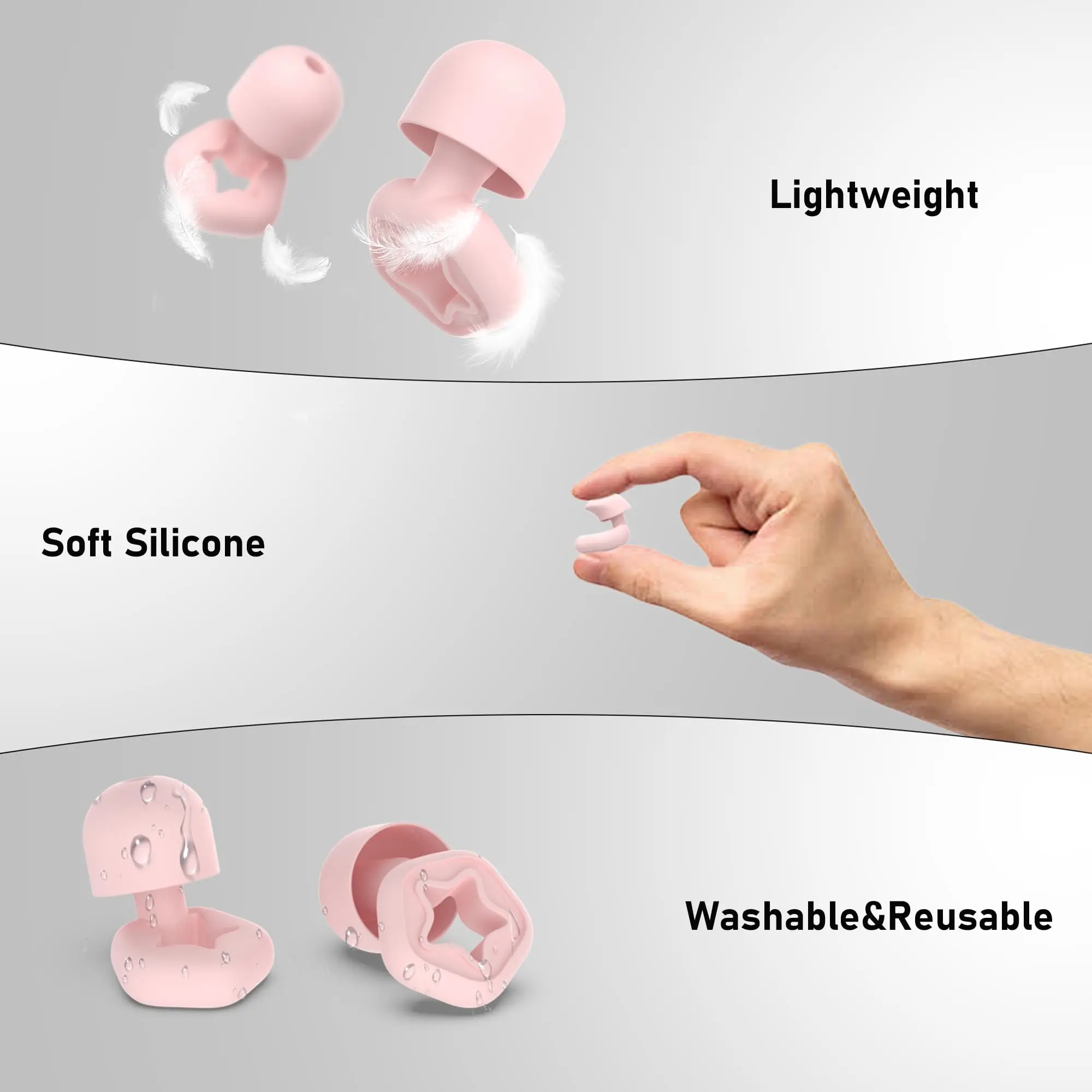 سدادات الأذن للنوم الحد من الضوضاء سيليكون لينة قابلة لإعادة الاستخدام قابل للغسل ستار سدادات للنوم العمل الرحلات الجوية الحفلات الشخير