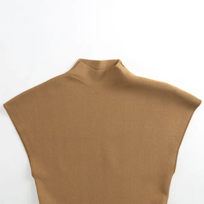 

Women's Lace Top, Waisted Knitwear, Stand-Up Neck Short Sleeve Pullover, High Quality Commuter T-Shirt, 2026, New, y2k;