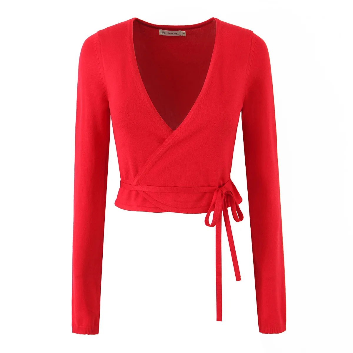 

American Sle Women's Knitted ort Svel Deep V-ne Slim Fit Wrap Cardigan Red High Waist Autumn Faion Cross-Border