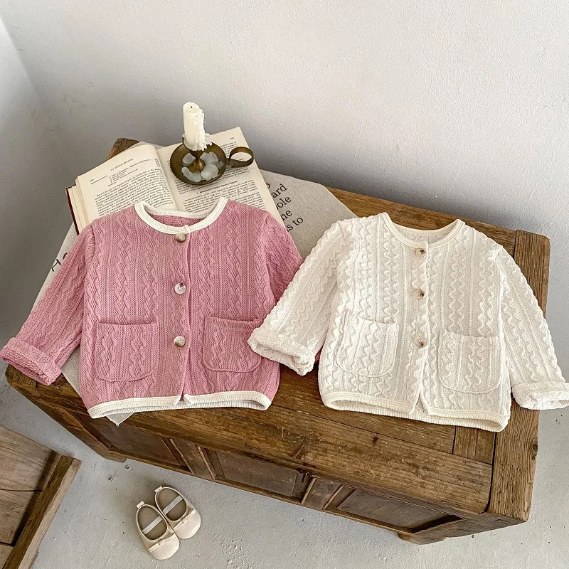 INS Spring Baby Girl Clothes 0-3Years Newborn Kids Solid Color Long Sleeve Cardigan Tops Or Suspender Bloomers Shorts Outfits image 3