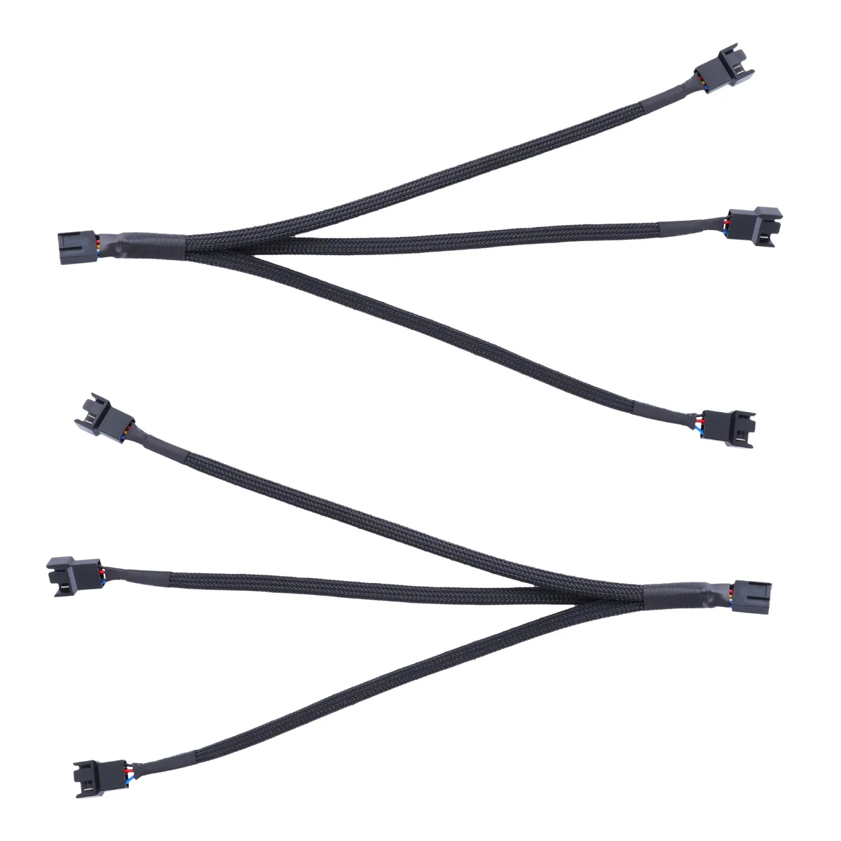 

2pc Pwm Fan Splitter For Motherboard Extension Cable Pc Cooling Connector Hub High Speed Temperature Control Black Snake