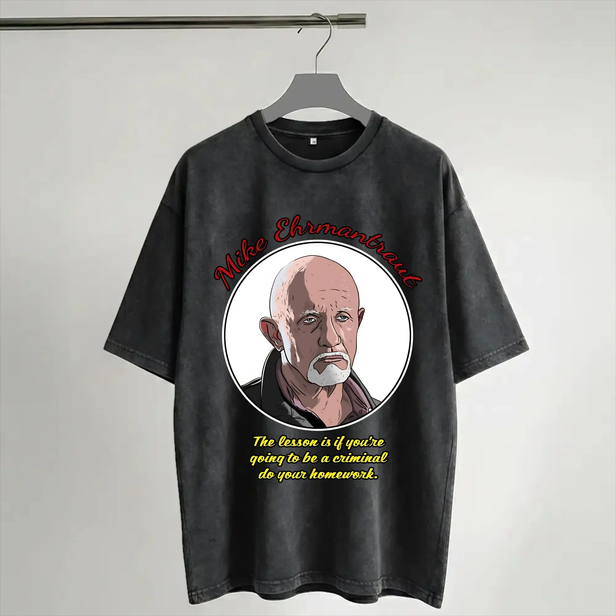 Harajuku Washed Shirts Mike Ehrmantraut Breakings Bads  Accessories Vintage T-Shirts Oversize  Streetwear Short Sleeve