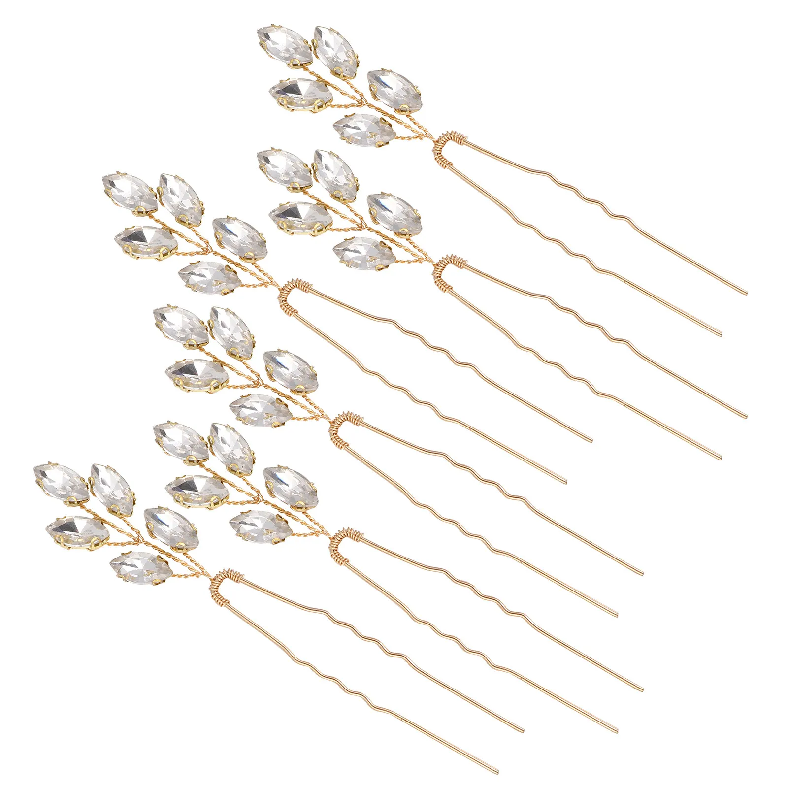 

2Pcs Crystal Hairpins U Shaped Rhinestone Hair Clips Elegant Bridal Headwear Fashionable Headdress for Wedding Daily Wear