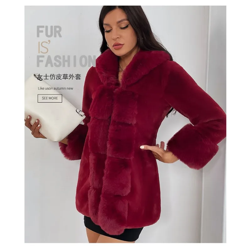 Imitation Fur Jacket European and American Women's Clothing Young and Fashionable Patchwork Artificial Fox Fur Jacket