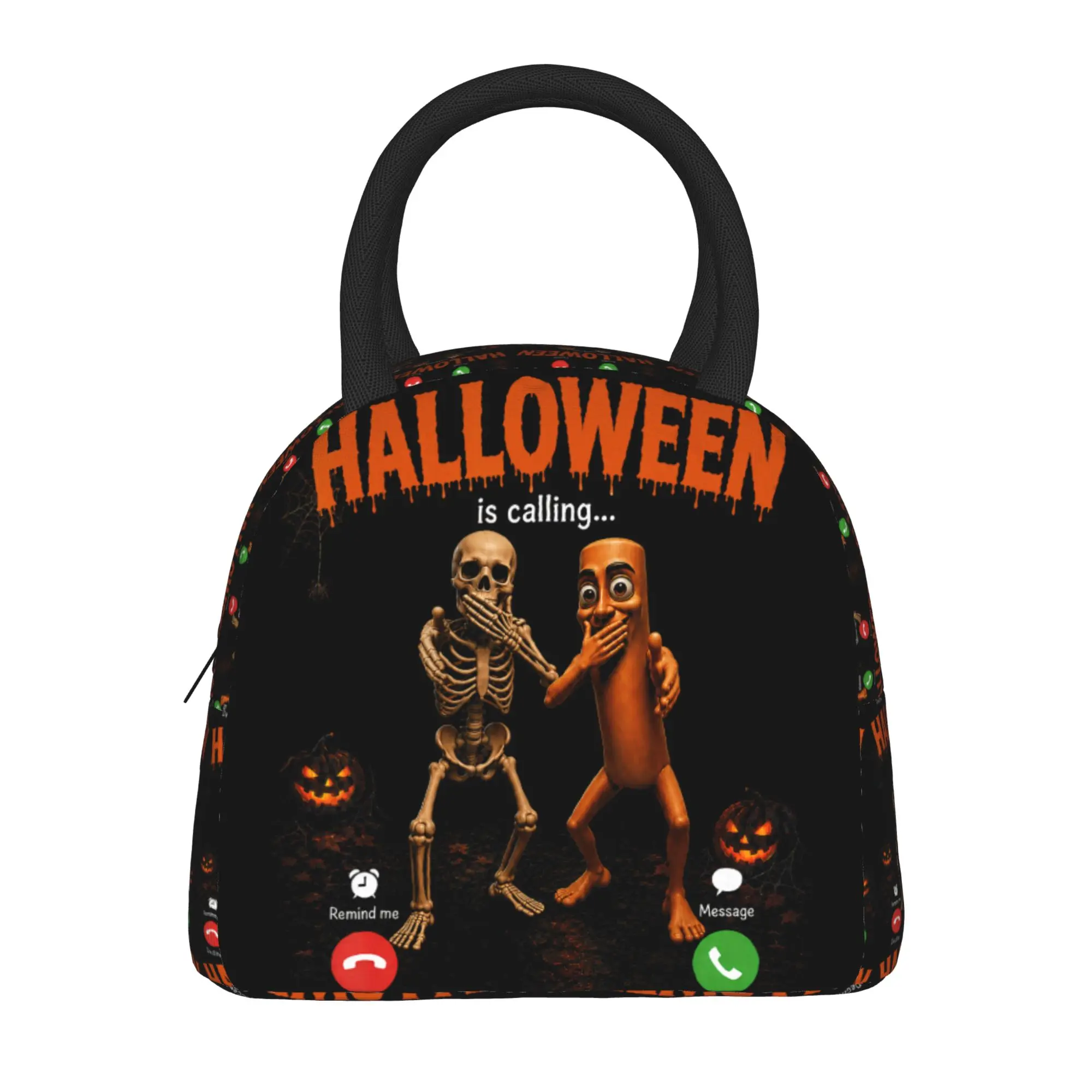 Tung Tung Sahur Skeleton Halloween is Calling Viral Dance Lunch Bag Leisure Lunch Box Office Portable Tote Food Bags For Women