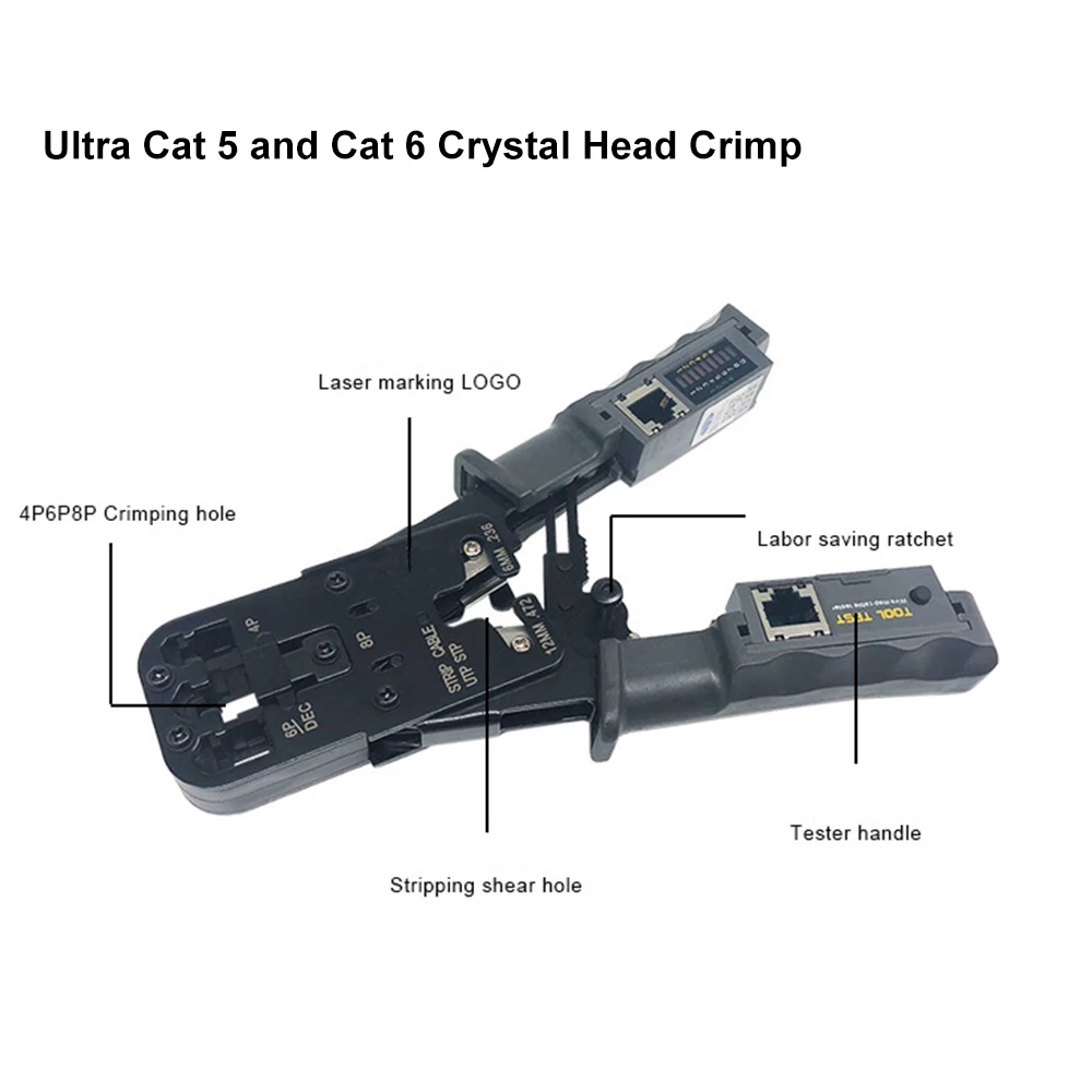 Imagem -03 - Rede Lan Cabo Crimper Alicates Ferramenta de Corte Cabo Tester Cabo Alicates 8p 6p 4p Fio Crimping Cutter Tester em Terow-rj45