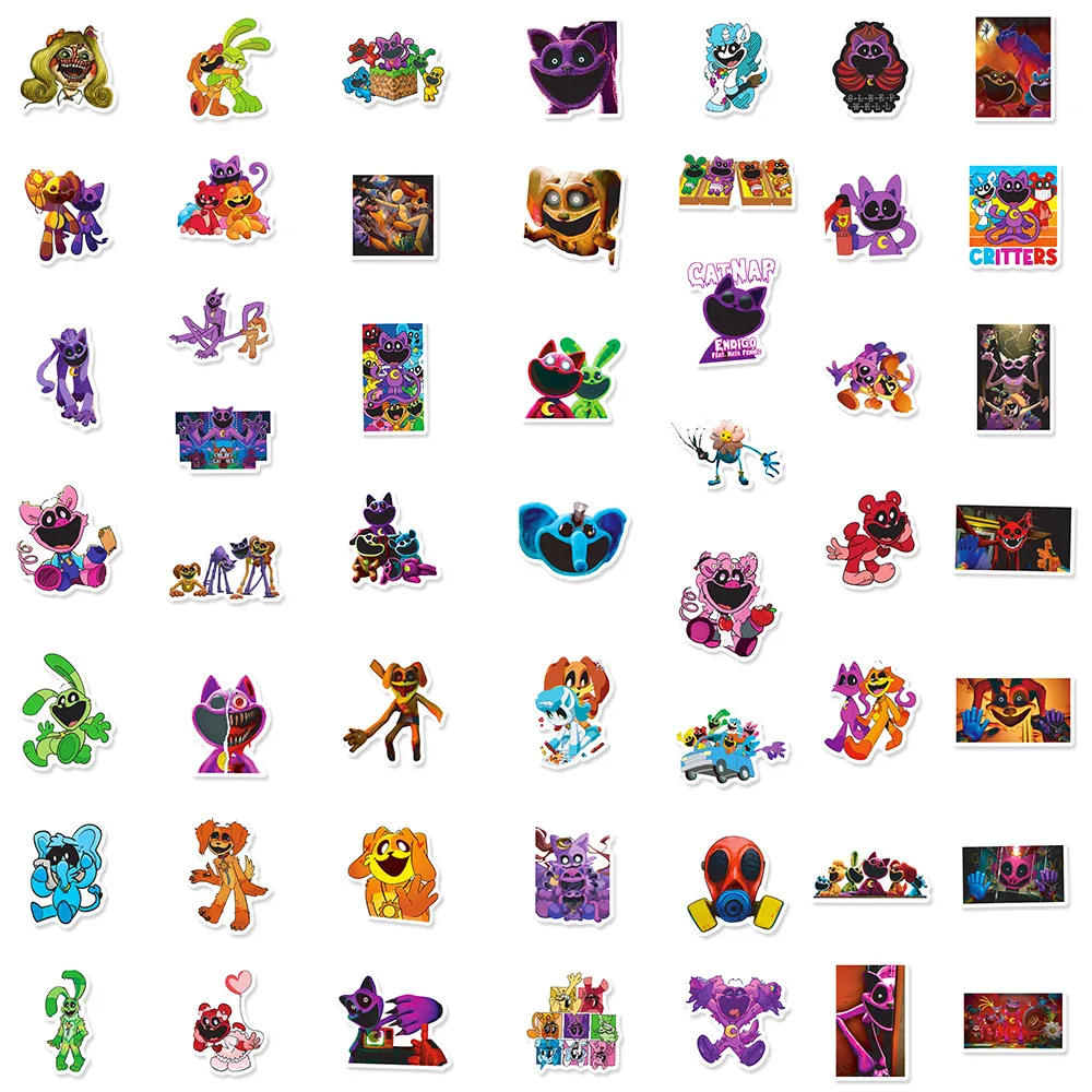 Pegatinas de juego de terror de Critters sonrientes para niños, decoración de maleta, álbum de recortes, teléfono, portátil, papelería, pegatina de