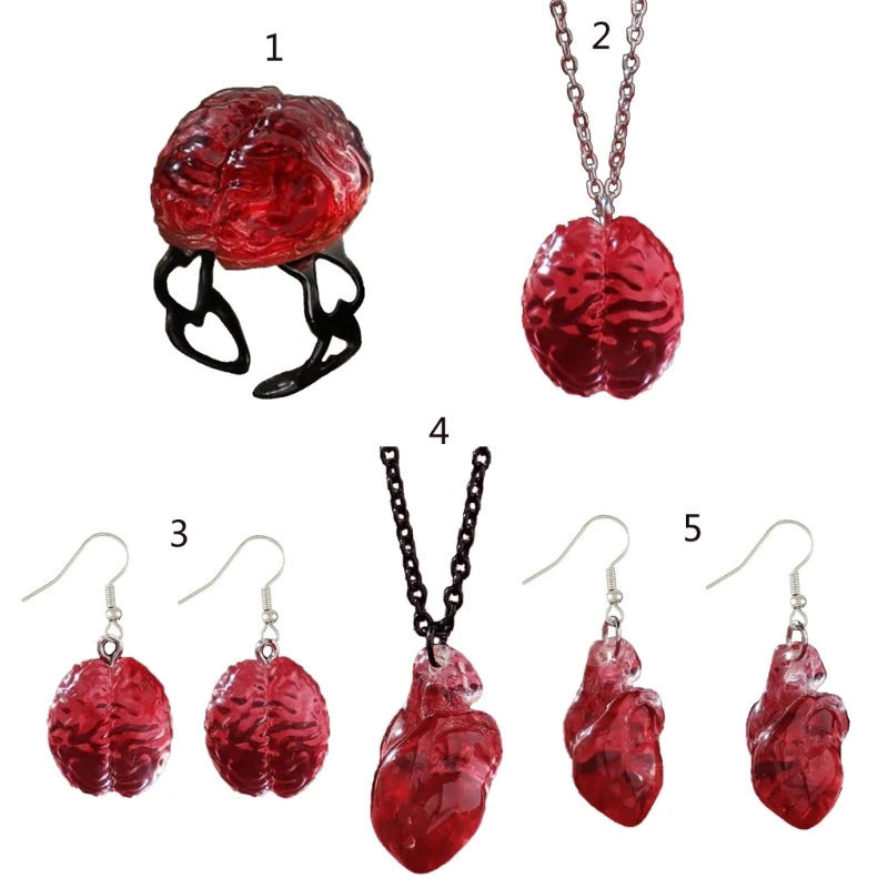 Eye Catching Red  Pendant Necklace Heart Earrings Fashion Ear Adorments