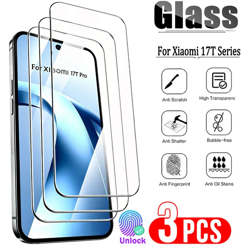 3 Stück HD-Displayschutzfolien für Xiaomi 17T Pro, Xiaomi 17 Pro Max, 15, 15T, 14T, 13T, 12T, 11T Pro, klares gehärtetes Glas mit 9H-Härte