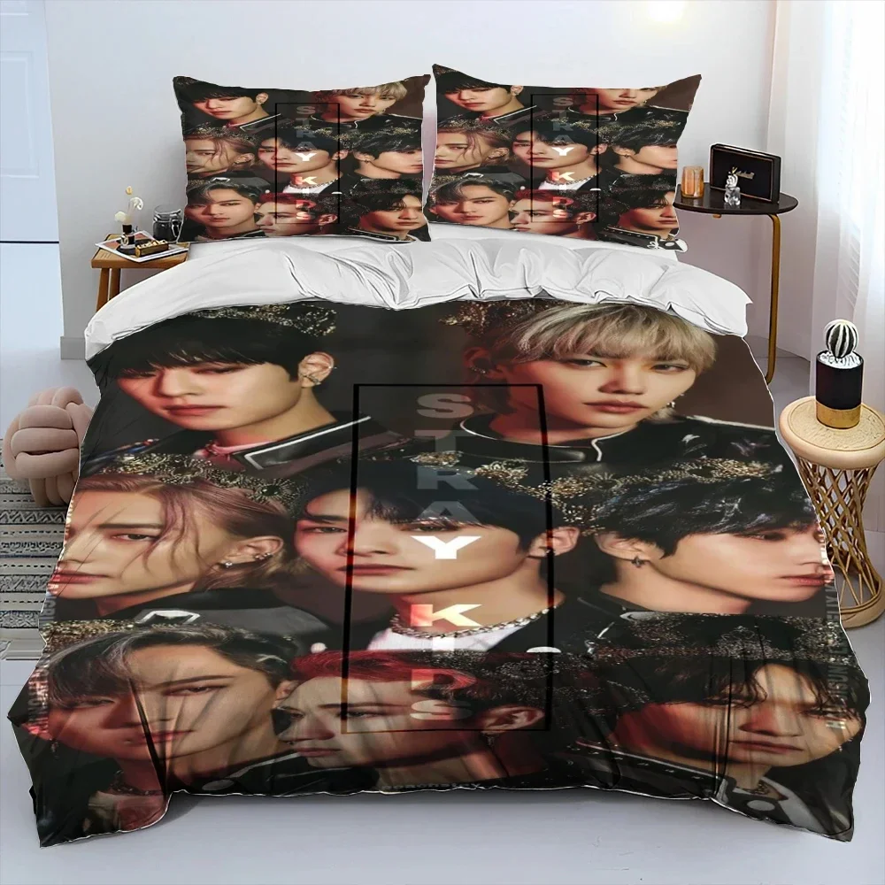 3D Stray Kids Kpop Singer Star Bedding Set,Duvet Cover Bed Set Quilt Cover Pillowcase,King Queen Twin Size Boys Girls Adults