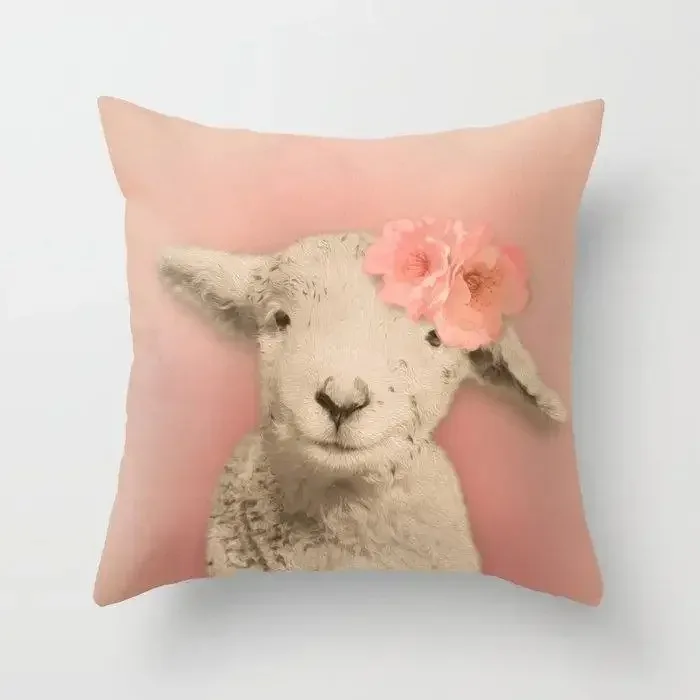 الكرتون الأغنام الخوخ وسادة غطاء الوسادة ديكور المنزل الموضة