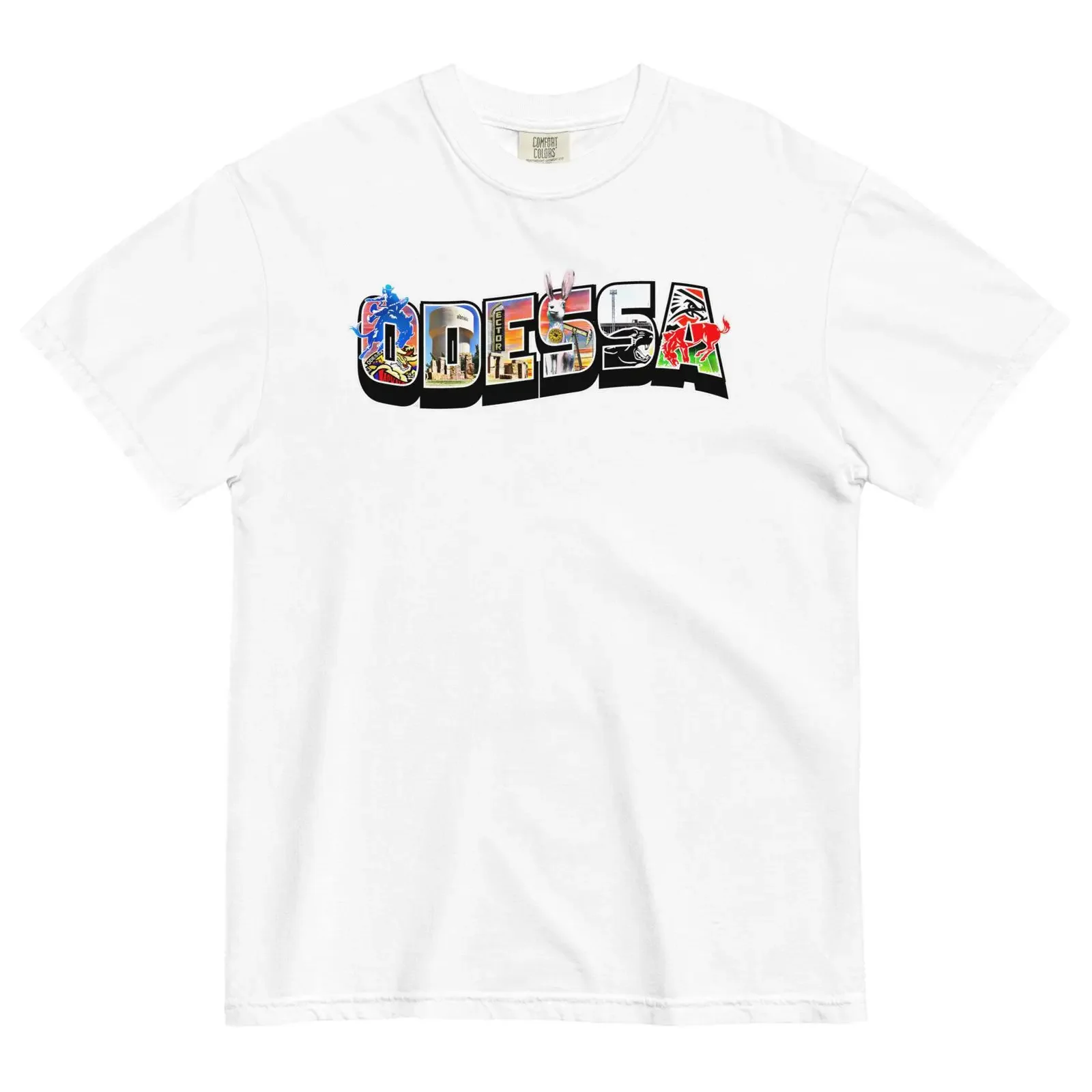 ODESA Postcard T Shirt vintage Washed fashion Stylish homme Casual Stretched Unisex Top For Everyday Wear Versatile Slightly