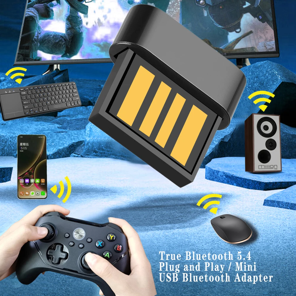 USB Bluetooth 5.4 5.3 어댑터 무선 동글 어댑터 지원 Windows 11/10/8.1 오디오 수신기 송신기 용 컴퓨터 노트북