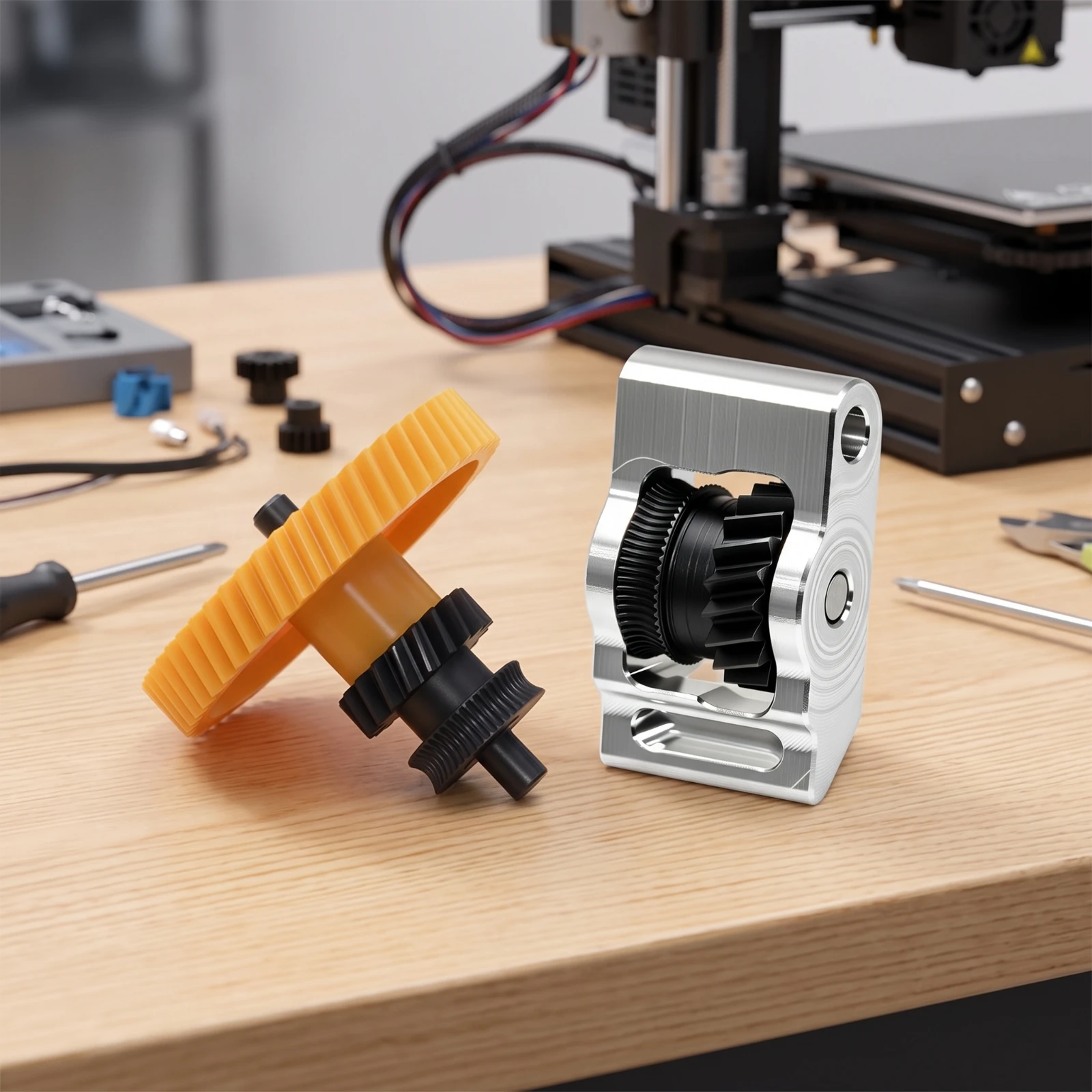 Extruder Gear Kit Hardened Steel Extruder Gear Assembly Set 3D Printer Part Upgrade High Hardness for Makers