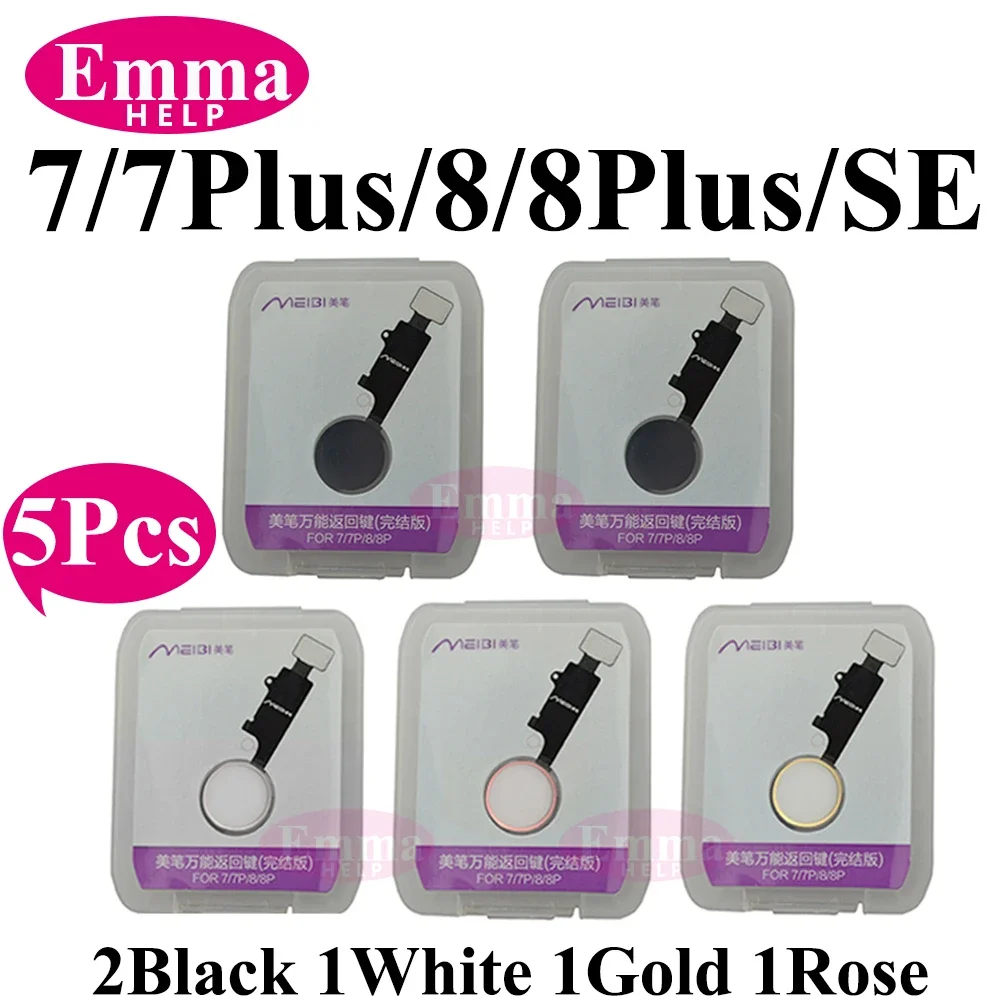 EmmaHelp 5pcs Home Button Flex Cable for iPhone 7 8 Plus SE 6 6S Menu Universal Return ALL Fuction No Fingerprint Mix color