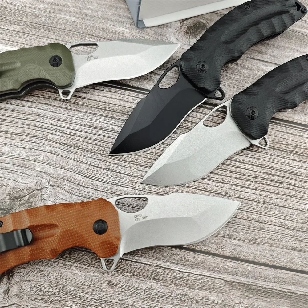 MINI Kiku XR LTE Flipper Pocket Folding Knife CTS-XHP Satin Plain Blade Linen Micarta Tactical Outdoor Camping Hunting EDC