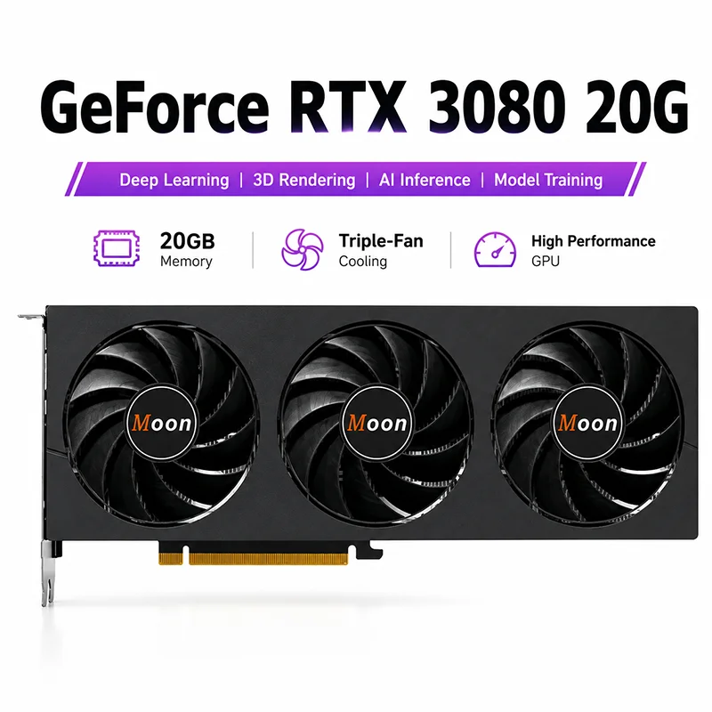 Carte graphique GPU RTX 3080 20 Go, 3090 4090 48 Go, 4080 Super 32 Go pour l'entraînement IA, l'apprentissage profond, DeepSeek, les stations de travail de jeu et le rendu vidéo