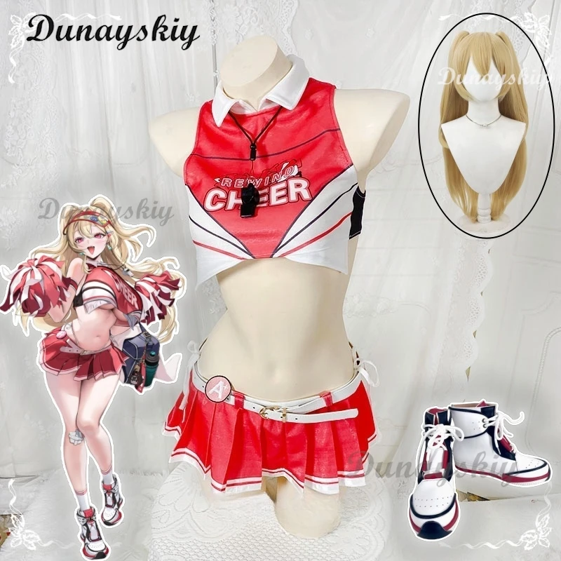 

Clay Cosplay Game Goddess of Victory: Nikke Clay Bay Cos Costume Wig Cheerleader Uniform For Hallowmas Carnival Adult Outfit