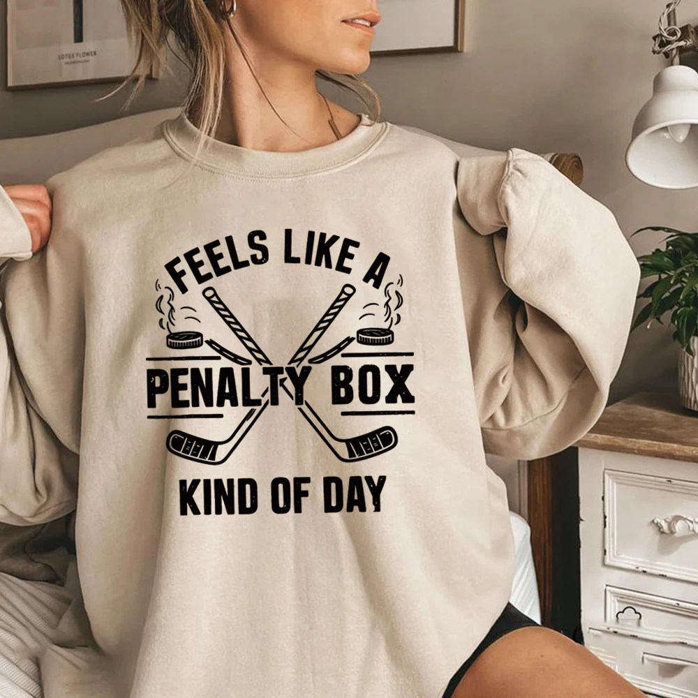 Sudadera con Estampado de Caja de Penales, Divertida Sudadera de Hockey, Camiseta para el Día del Partido, Unisex, Mangas Largas, Regalo para Fanáticos