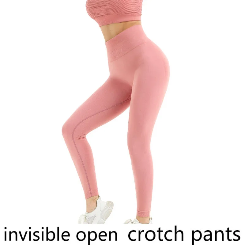 Open-Seat Pants Women\'s Peach Hip Sports Workout Elastic Tights Invisible Zipper Sexy Leggings for Field Sex Free  Christmas