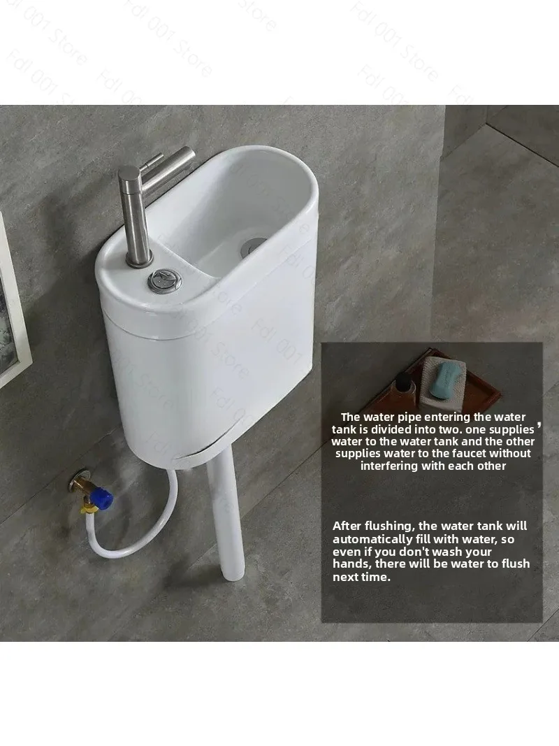 Keramik-WC mit integriertem Waschbecken, Wasserhahn, Wassertank, Hocktoilette, Spülwassertank, Warm- und Kaltwasser für den Haushalt