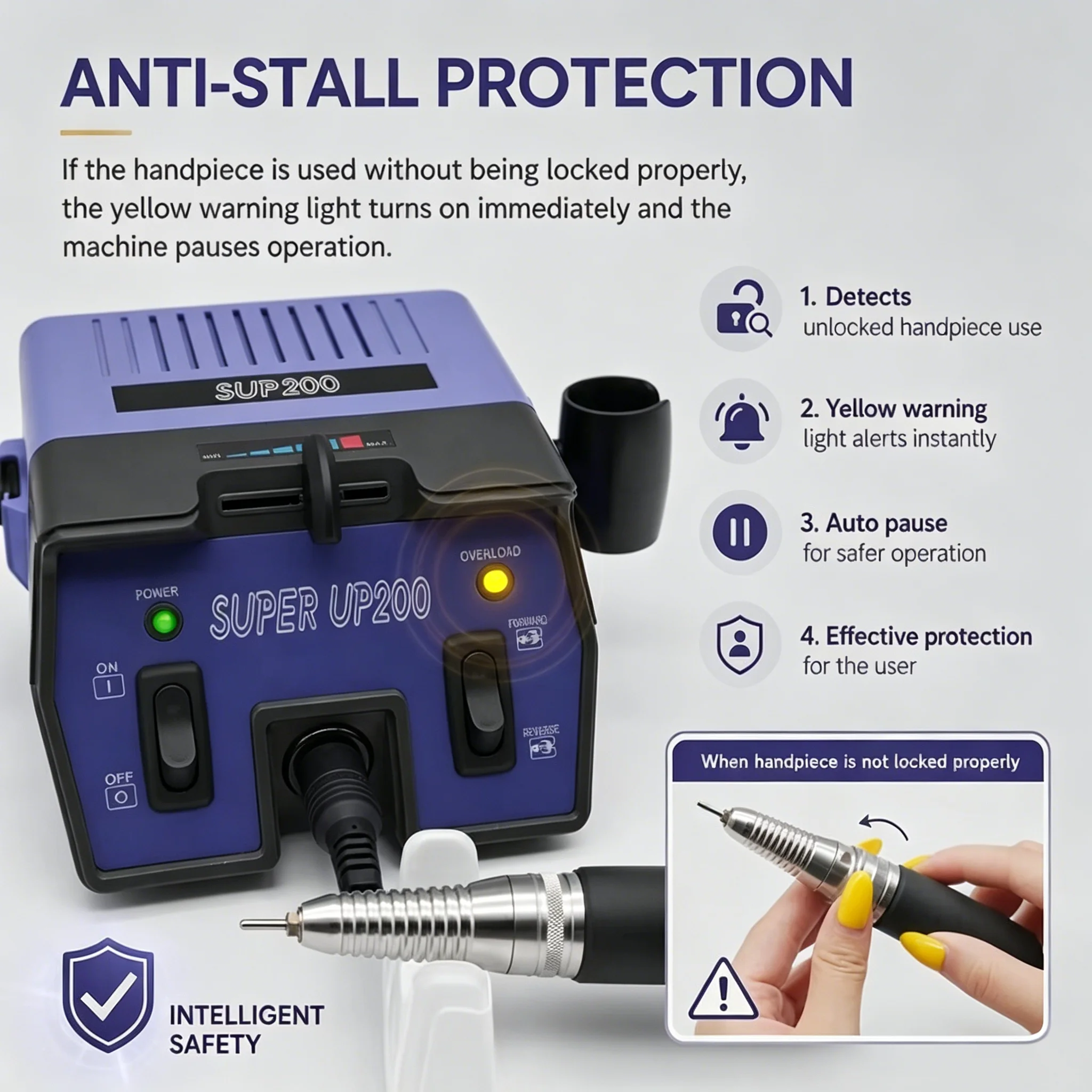 Super UP200 Nail Drill Machine Control Box Safety Protection Professional Manicure Technician Equipment
