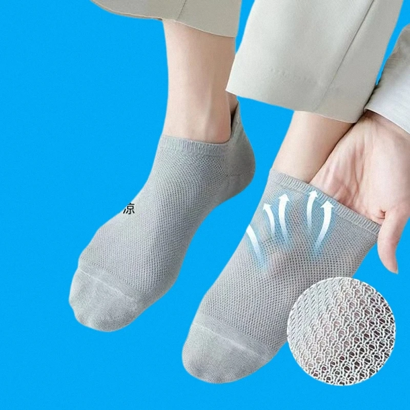 Chaussettes en maille fine pour hommes, haute qualité, confortables, absorbant la sueur, dépistolet ant, bateau, respirantes, neuves, 7/14 paires