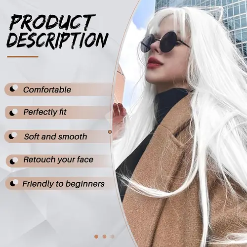 Imagen 2 del producto Pelucas sintéticas blancas rectas LOUIS FERRE para mujeres blancas, pelucas largas de pelo Natural blanco con flequillo, pelucas resistentes al calor para uso diario
