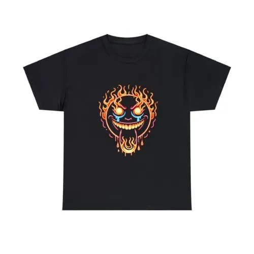 Streetwear Designer Tee Flaming Face Skater Punk Unisex T-shirts For Man Woman Short Summer Tees Fashion Couple's Cloths