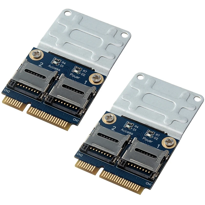 2X 2 SSD HDD For Laptop Dual Micro- SD SDHC SDXC TF To Mini Pcie Memory Card Reader Mpcie To 2 Mini-Sdcards