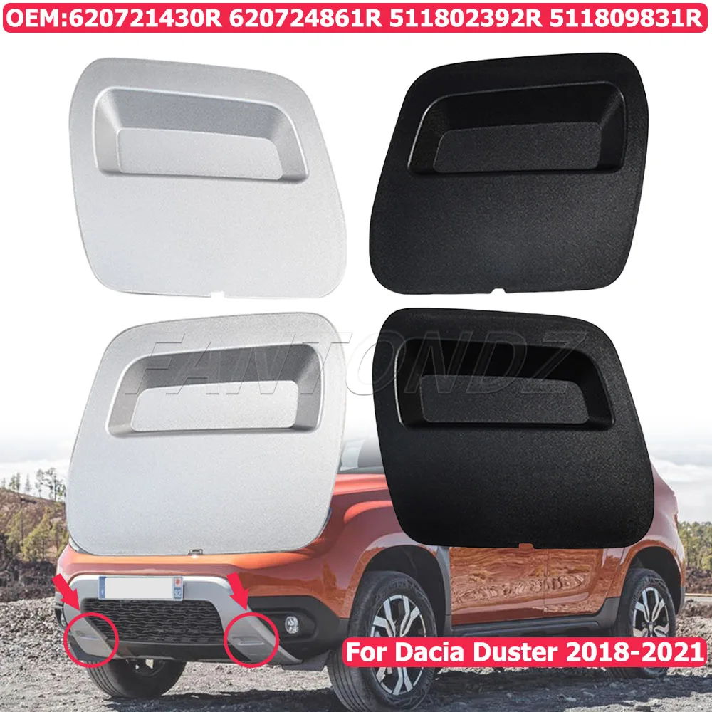 Vordere Stoßstangen-Abschleppstangen-Augenabdeckung für Dacia Duster 2018–2021, links und rechts, 2-teiliges Set, Grau oder Schwarz 620721430 R 620724861 R 511802392 R – Detail 1