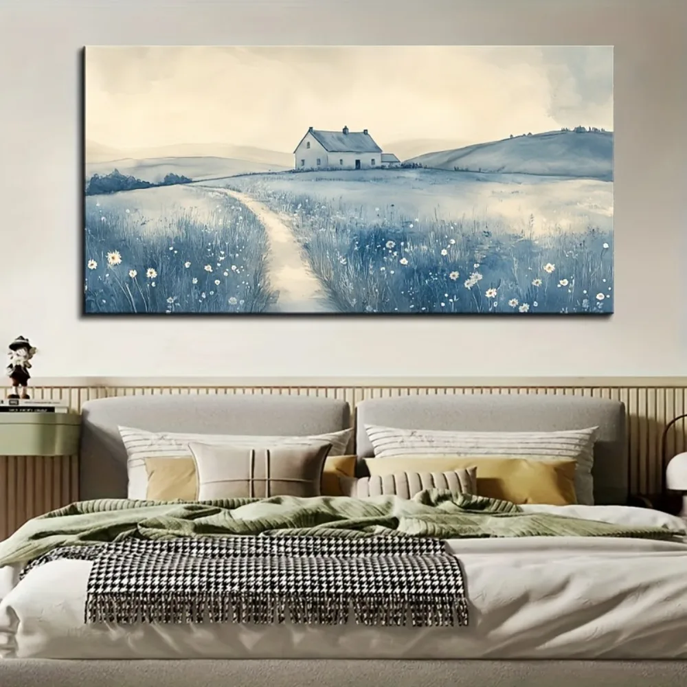 

Beautiful field painting, French country poster, wall decoration,1.5 inch thick pine solid wood frame