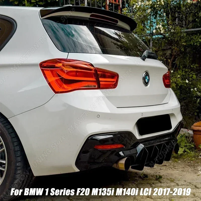 

For BMW 1 Series F20 F21 M135i M140i MP 2015-2019 LCI Car Rear Bumper Diffuser Lip Fins Spoiler Splitter Back Blade Body Kit ABS