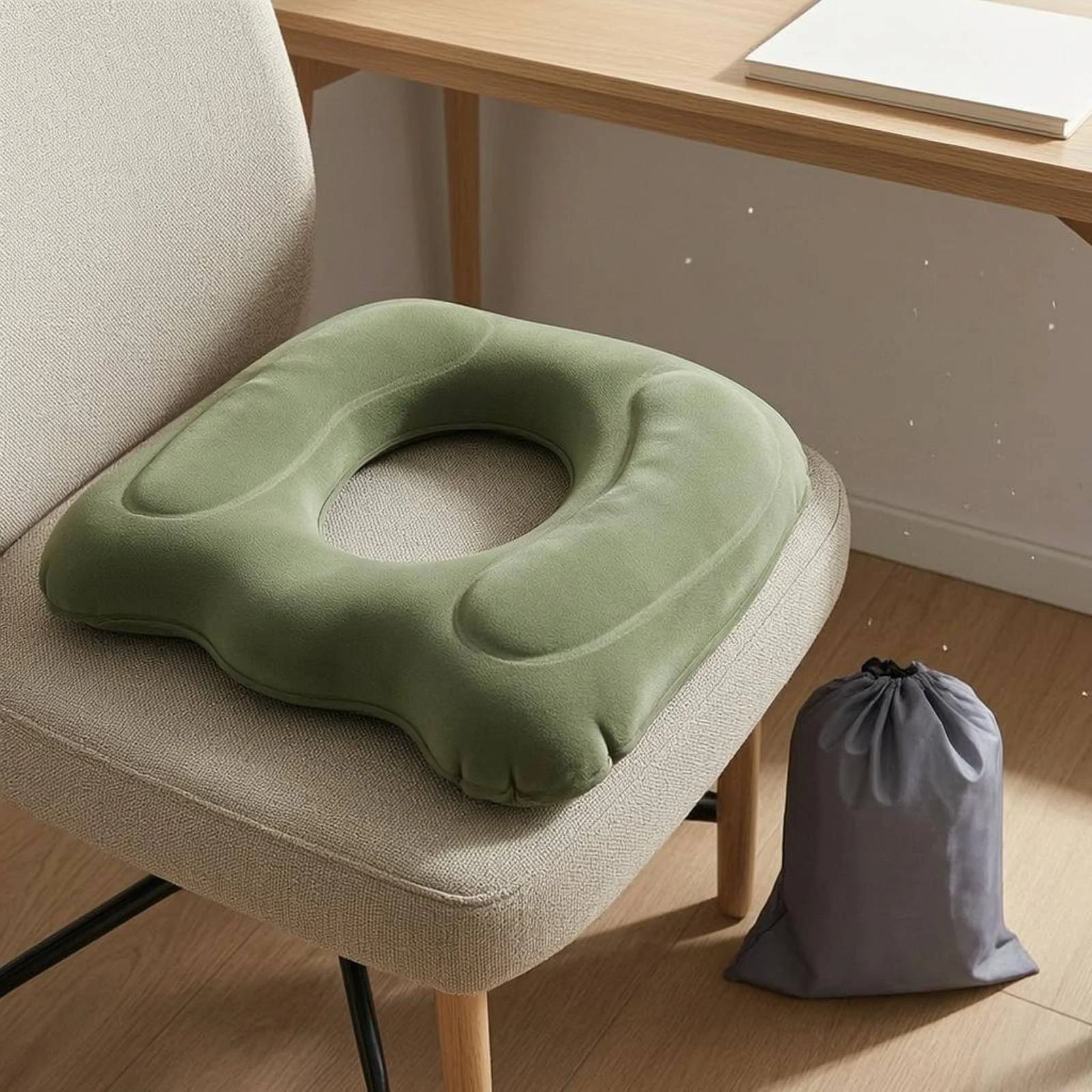 Seat Cushion with Center Opening Contoured Inflatable Seat Cushion Seating Aid Easy to Clean Portable