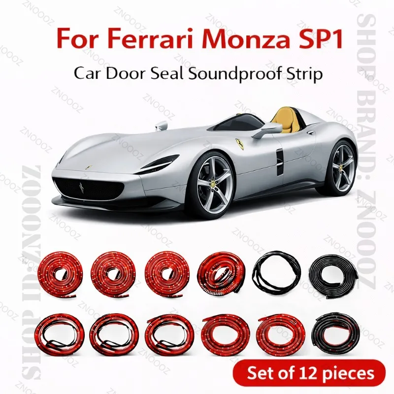 Car Door Seal Strip Rubber Double Layer Soundproof Dustproof Waterproof Door Weatherstrip 12PCS Set For Ferrari Monza SP1 Coupe