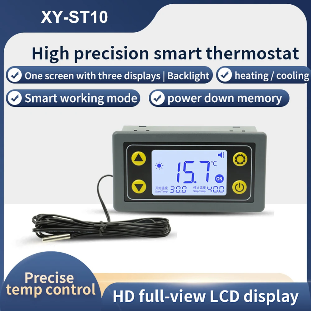 ST10 10A Remote WIFI Thermostat Temperature Controller Module DC6-30V Refrigeration Heating APP Timing Work Temperature Meter