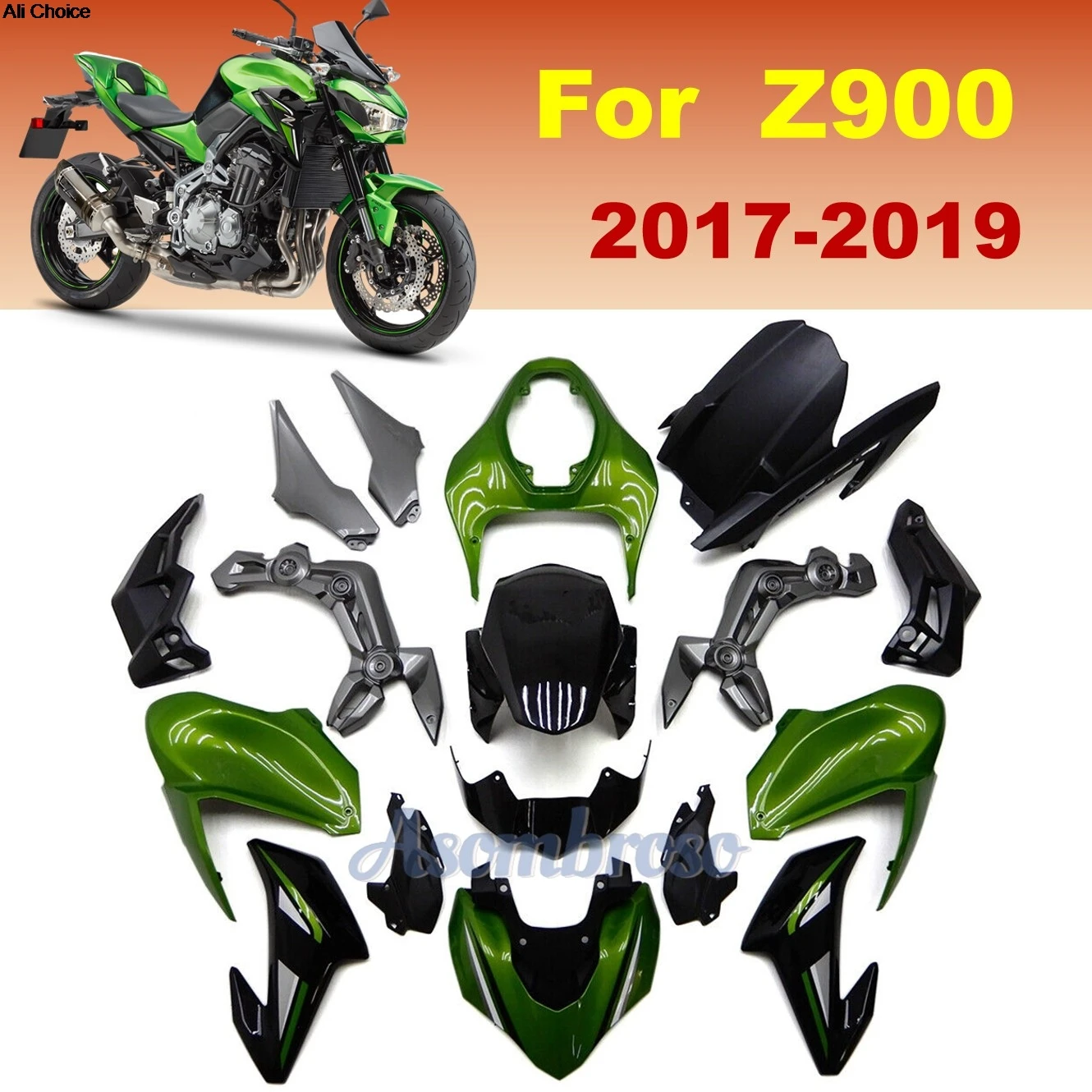 Kit carene per Z900 2017 2018 2019 Z 900 17 18 19 Carene Moto Naked Verdi Nere Carrozzeria Completamente Nuova