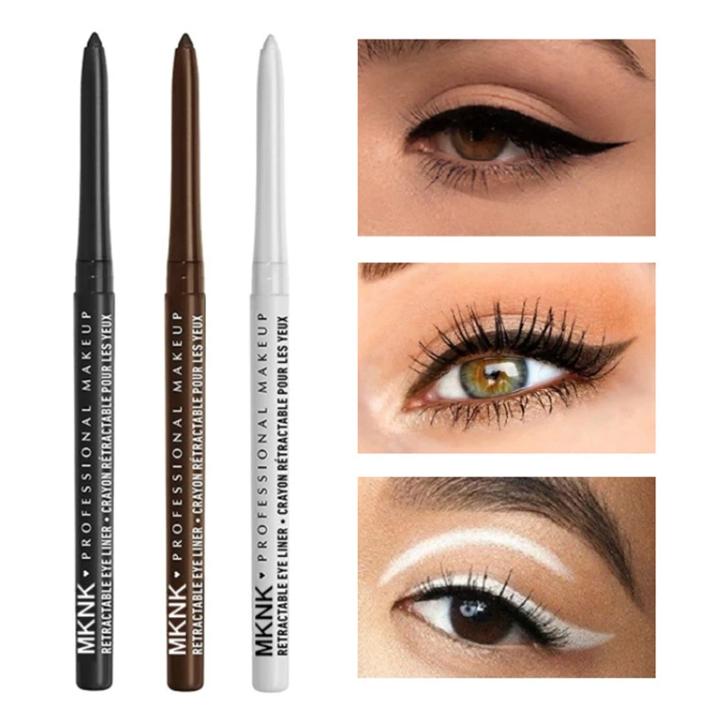 Wasserfeste schwarze Eyeliner-Stifte, wischfest, langlebig, anfängerfreundliches Augen-Make-up, hochpigmentiert, schwarz-weißer Eyeliner-Stift