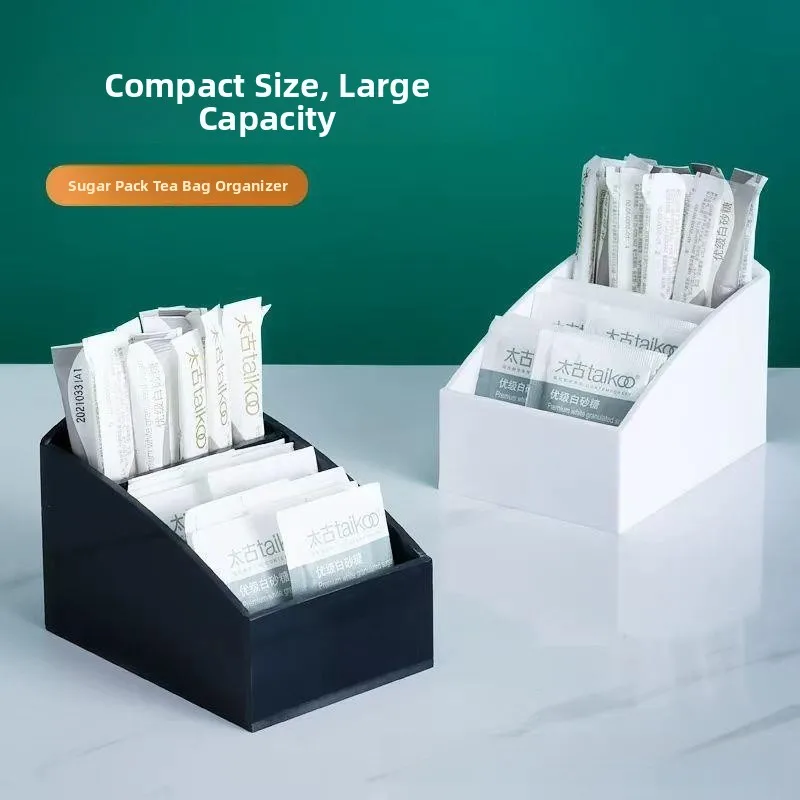 Business Hotel Room Tea Storage Box Remote Control Holder Coffee Sugar Pack Container West Restaurant Three Grid Tea Bag Storage
