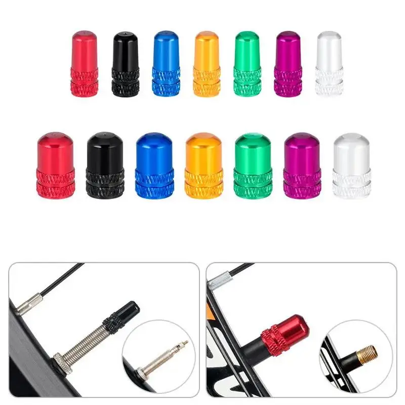 4/10 pcs Bicycle Tire Valve Cap Aluminum Alloy Schrader/Presta Valve Core Lends Mtb Tubeless Valve Cover Mtb Bike Accessories