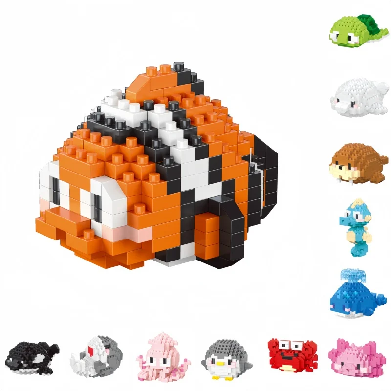 

Oceanic Wonders:Seahorse Clownfish Shark Micro Mini Building Block Toys-Ideal for Kids' Play,Festive Gifts,Home & Desktop Decor