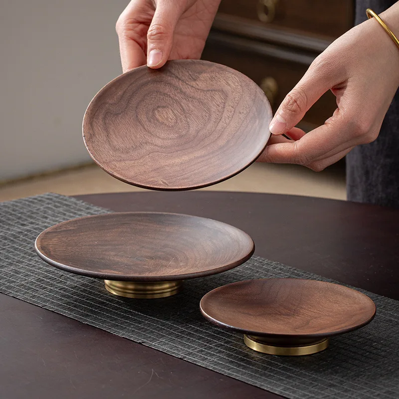 

5Pcs Walnut Chinese pastry plate Living Room kitchen Household snacks snack dry fruit plate tea tray snack fruit plate