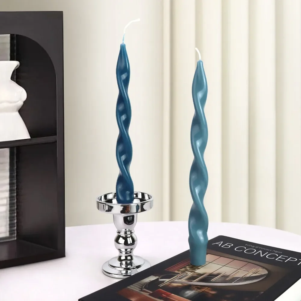 Spiral Column Scented Candle Acrylic Moulds Geometry Cylinder Plastic Mold for Candlestick Long Pole DIY Gifts Home Artist Decor