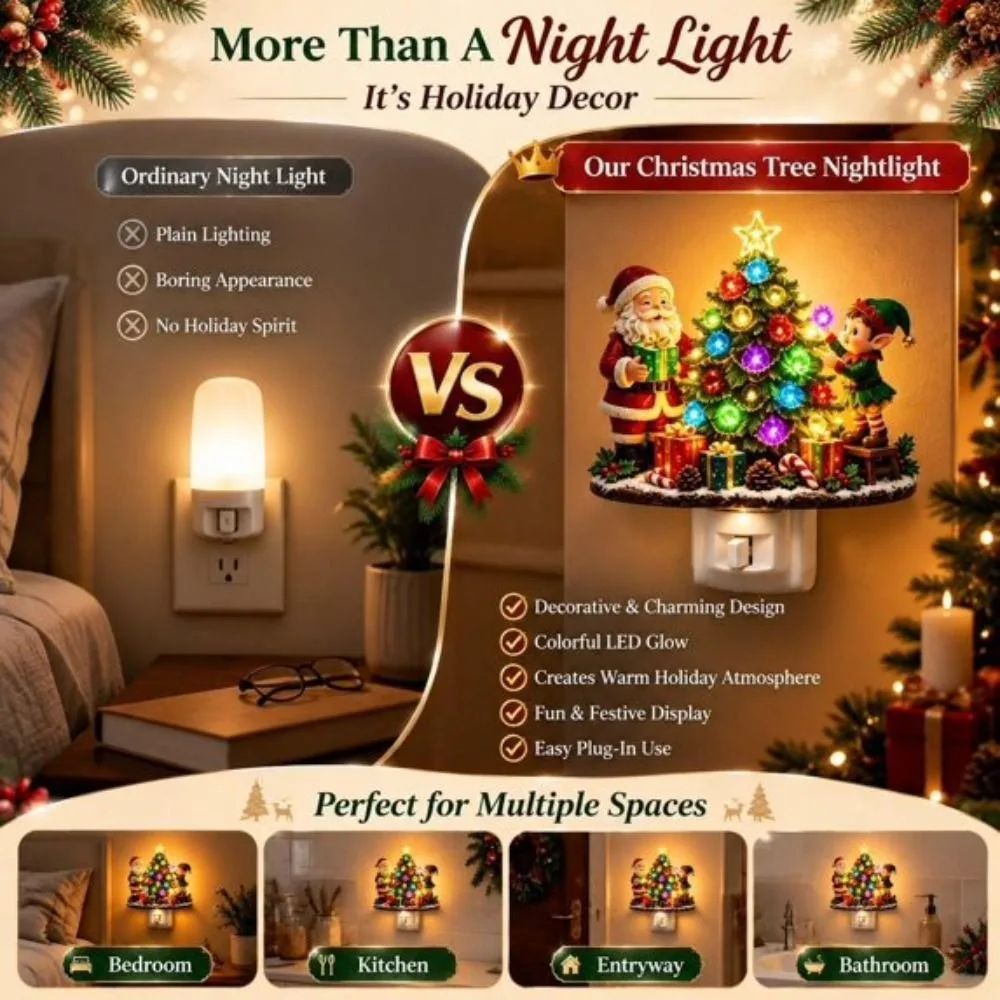 Resin Material Christmas Night Light Decorative Figurine Wall-mounted Style Plug in Night Light Plug-in Design