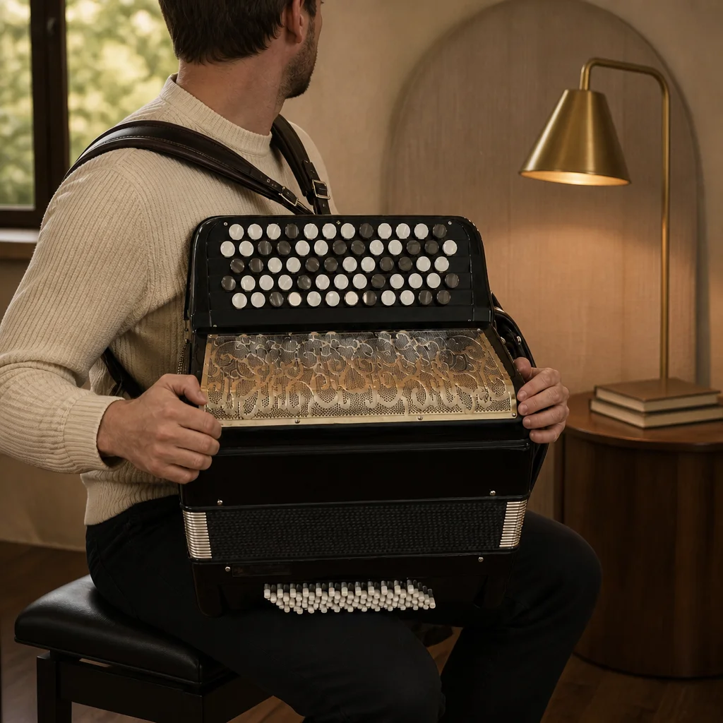 Bayan Button Accordion 60 Bass Russian Standard For Folk & Stage Performance B-System