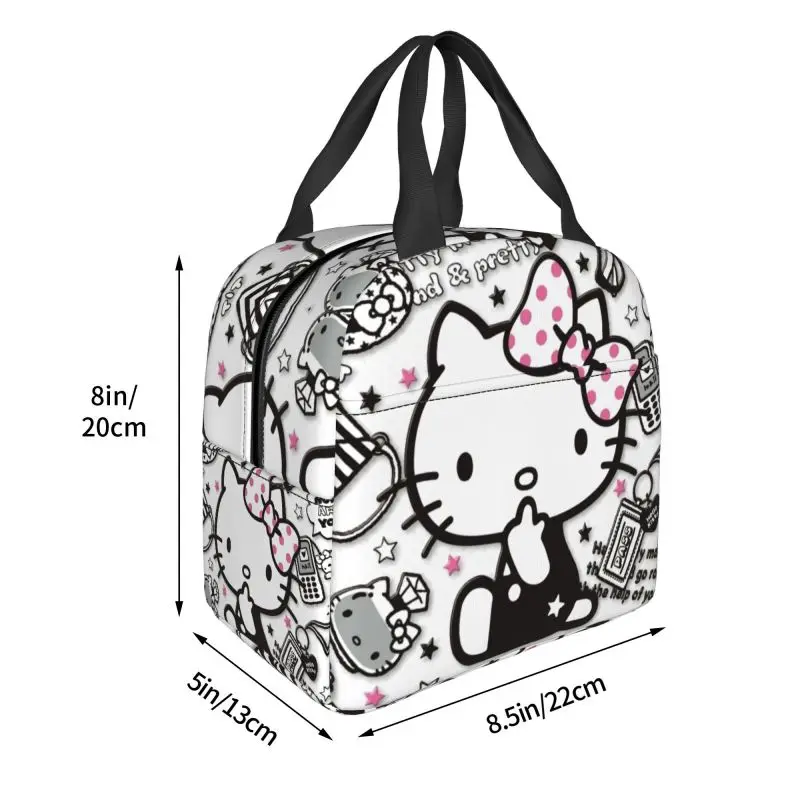 Custom Hello Kitty Lunch Bag Waterproof Cooler Thermal Insulated Bento Box For Women Kids Picnic Travel Food Tote Bags