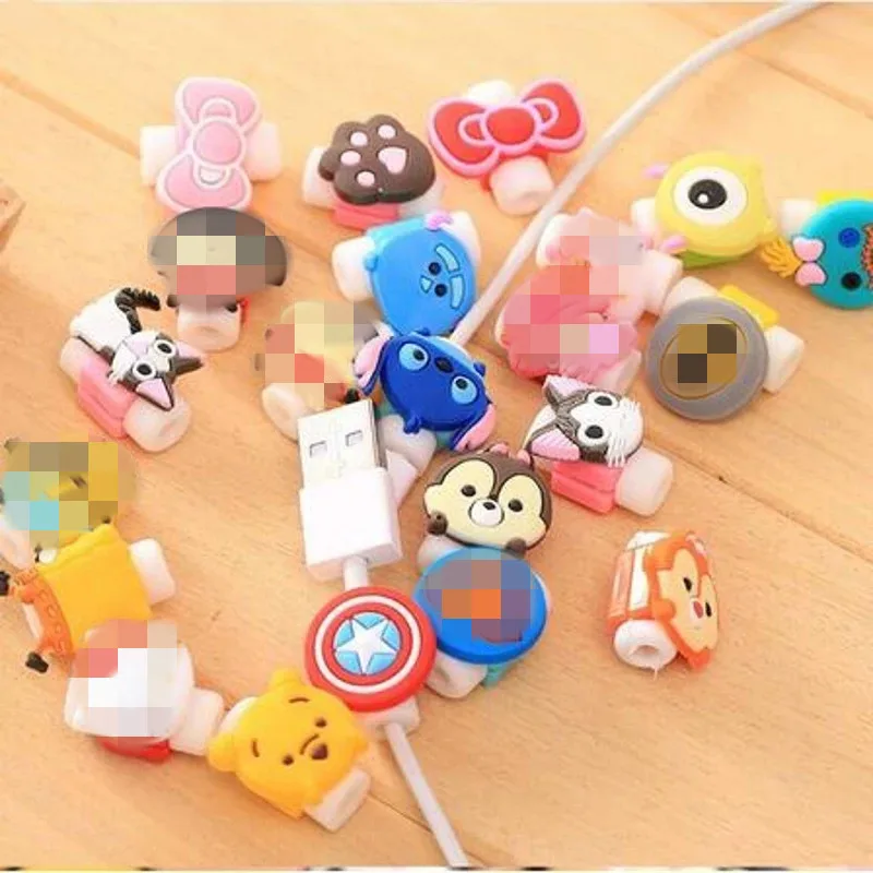 10 sztuk Disney Cartoon telefon kabel USB protector dla iphone kabel chompers przewód zwierząt zgryz ładowarka uchwyt organizator ochrony